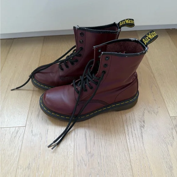 Dr. Martens Cherry Red Lace-Up Boots - Picture 2 of 3